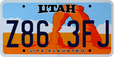 UT license plate Z863FJ