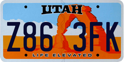 UT license plate Z863FK