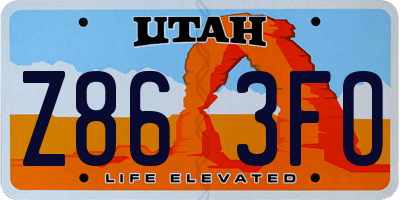 UT license plate Z863FO