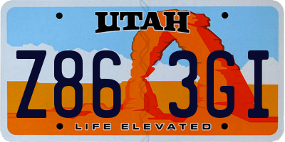 UT license plate Z863GI
