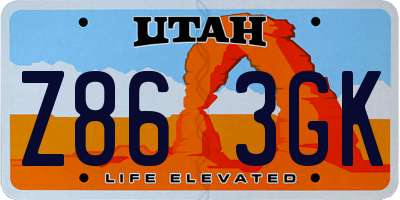 UT license plate Z863GK