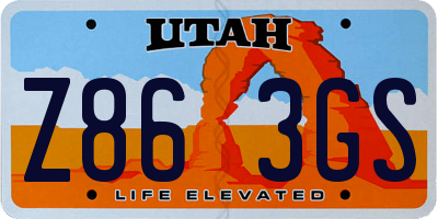 UT license plate Z863GS
