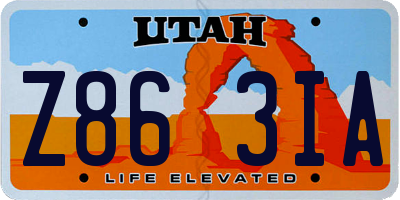 UT license plate Z863IA