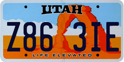 UT license plate Z863IE
