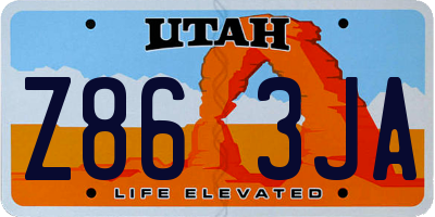 UT license plate Z863JA