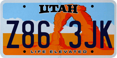 UT license plate Z863JK