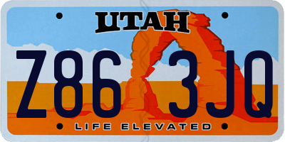 UT license plate Z863JQ