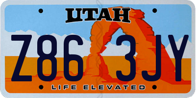 UT license plate Z863JY