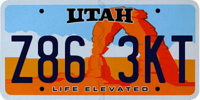 UT license plate Z863KT