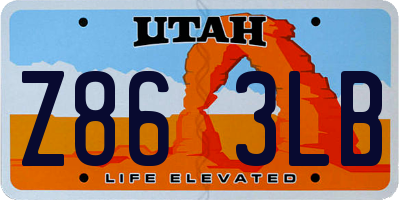 UT license plate Z863LB