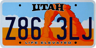 UT license plate Z863LJ