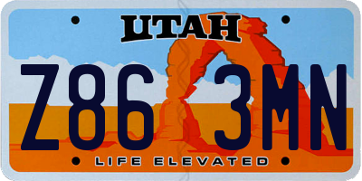 UT license plate Z863MN