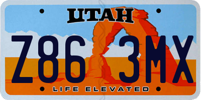UT license plate Z863MX