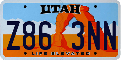 UT license plate Z863NN