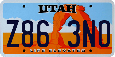 UT license plate Z863NO