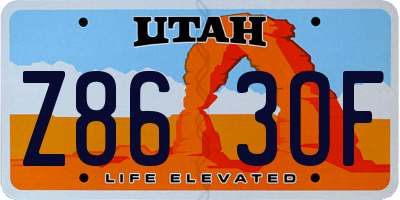 UT license plate Z863OF