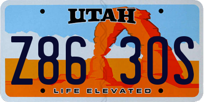 UT license plate Z863OS