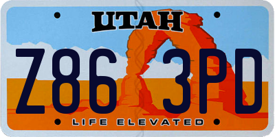 UT license plate Z863PD