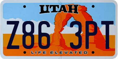 UT license plate Z863PT