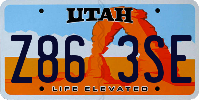 UT license plate Z863SE