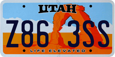 UT license plate Z863SS