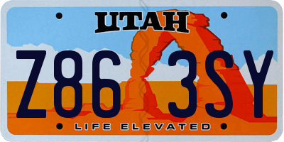 UT license plate Z863SY