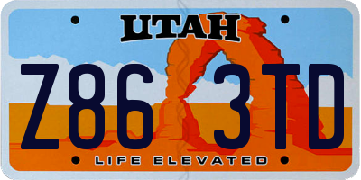 UT license plate Z863TD