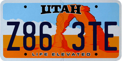 UT license plate Z863TE