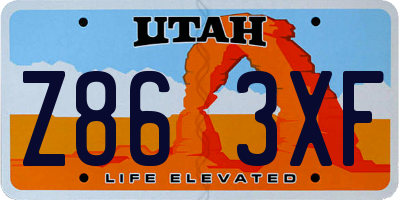 UT license plate Z863XF