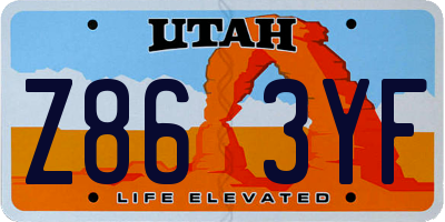 UT license plate Z863YF