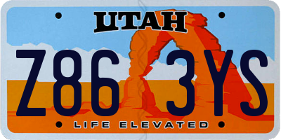 UT license plate Z863YS