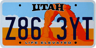 UT license plate Z863YT