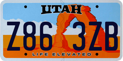 UT license plate Z863ZB