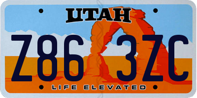 UT license plate Z863ZC