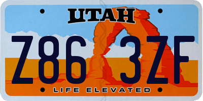 UT license plate Z863ZF