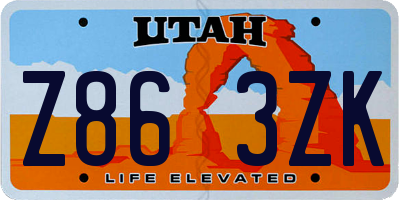 UT license plate Z863ZK