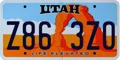 UT license plate Z863ZO