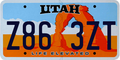 UT license plate Z863ZT