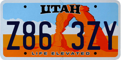 UT license plate Z863ZY