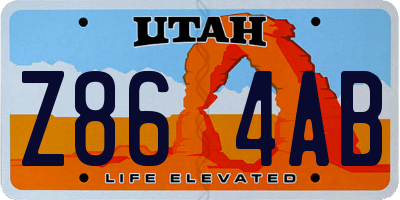 UT license plate Z864AB