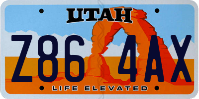 UT license plate Z864AX