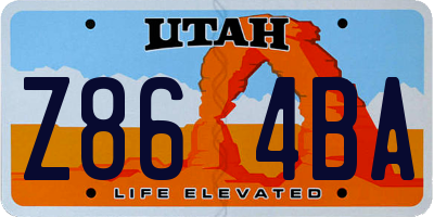 UT license plate Z864BA