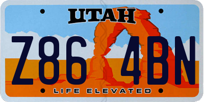 UT license plate Z864BN