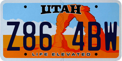 UT license plate Z864BW