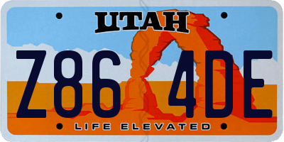 UT license plate Z864DE