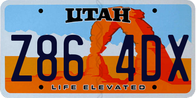 UT license plate Z864DX