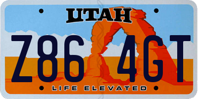 UT license plate Z864GT