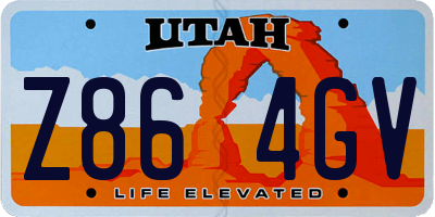 UT license plate Z864GV