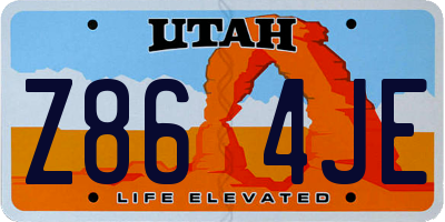 UT license plate Z864JE