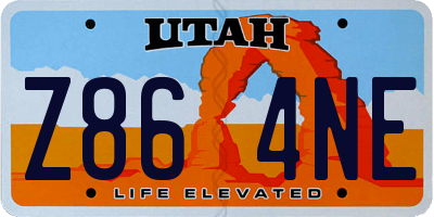 UT license plate Z864NE